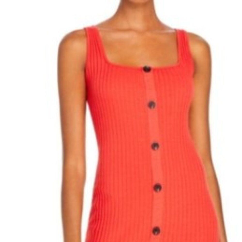 EUC Enza Costa Military Rib Button Front Midi Dress in Cayenne Size Small